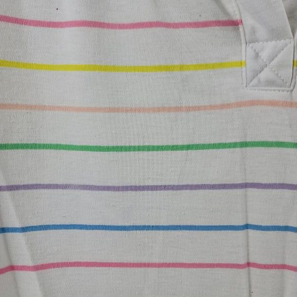 Vintage Society rainbow stripe gathered neck button collar tee - Picture 3 of 9